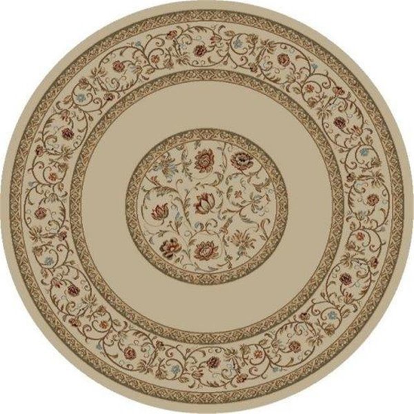 Concord Global 5 ft. 3 in. Ankara Floral Border - Round, Ivory 62320
